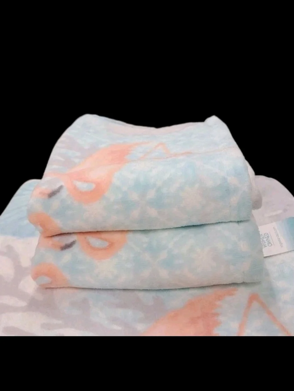 4pc Coastal Pink Flamingo Seashell Velour Bath & Hand Towel Set Sage Island Spa